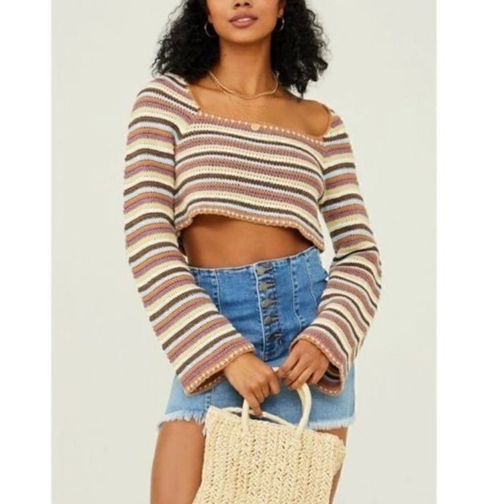 Altar'd State Crochet Multicolor Layla Top size M Boho Chic Cottagecore Festival